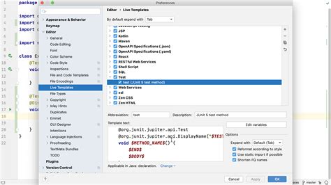 junit test template